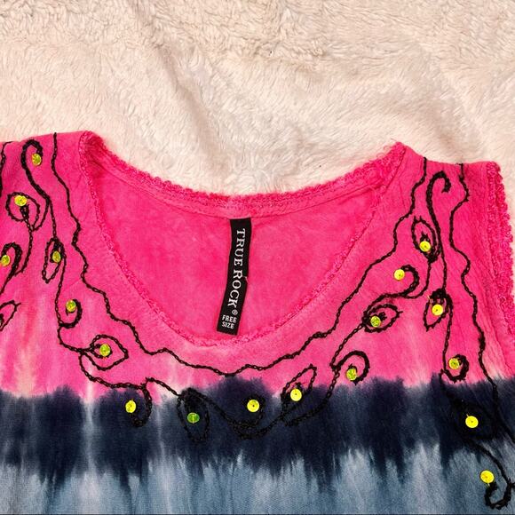 True rock tie dye Free size rayon dress - Picture 6 of 8